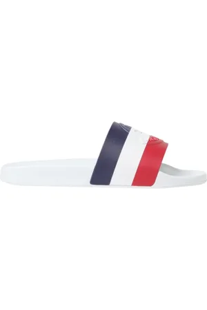 Moncler Sko, Herre, Hvid, 40 EU, Hvide Trefarvede Pool Slides Sandaler