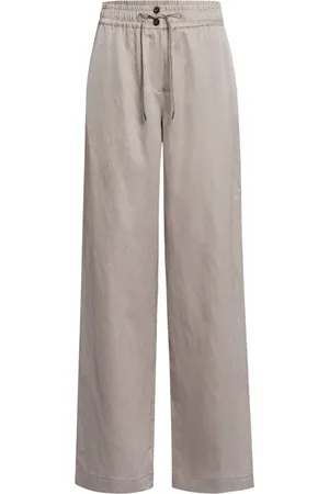 Marc Aurel Bukser, Dame, Grå, XL, Linned, Elastisk talje linnedbukser med glitrende snøre