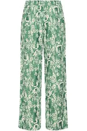 Ichi Bukser, Dame, Grøn, 3XL, Blomstret Viskose Elastisk Talje Bukser