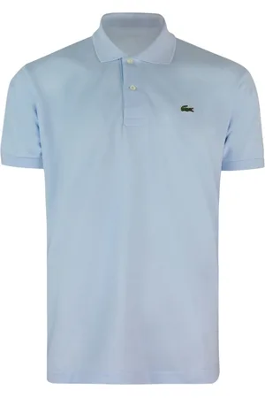Lacoste Top, Herre, Blå, M, Bomuld, Blå Ribbet Krave Polo Skjorte