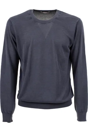 KANGRA CASHMERE Strik, Herre, Blå, M, Cashmere, Kashmir Herre Crewneck Sweater