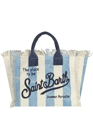 MC2 SAINT BARTH Taske, Dame, Flerfarvet, ONE SIZE, Bomuld, Kanvas strandtaske med frynser