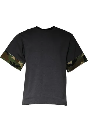 Dolce & Gabbana Top, Herre, Grå, S, Bomuld, Mørk Grå Camouflage Crew Neck T-shirt