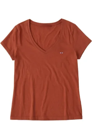 Eden Park Top, Dame, , XL, Bomuld, V-hals T-shirt med broderet logo