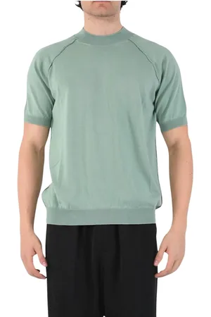 Mauro Grifoni Top, Herre, Grøn, S, Bomuld, Raglanærme sweater med synlige syninger