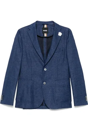 HUGO BOSS Jakke, Herre, Blå, 2XL, Linned, Blandet Linnedjakke med 2 Knapper