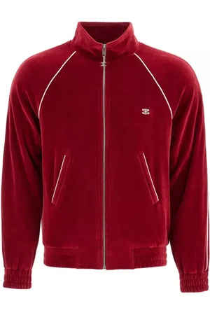 Céline Sweathshirts & Hoodies, Herre, Rød, M, Bomuld, Velour Sweatshirt med Triomphe Broderi
