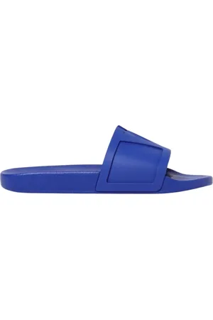 VALENTINO GARAVANI Sko, Herre, Blå, 44 EU, Gnavet Blå Slide Sandaler Casual