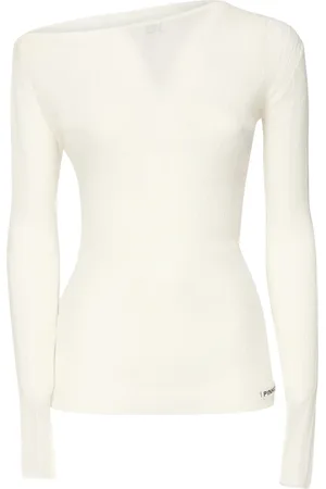 Pinko Strik, Dame, Hvid, L, Off- Ribstrikket Sweater