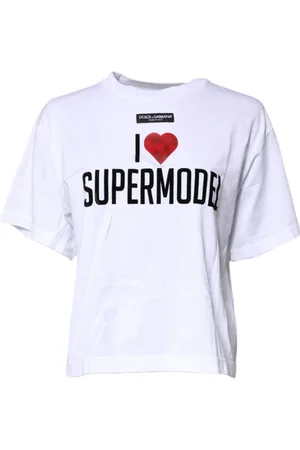 Dolce & Gabbana Top, Dame, Hvid, 3XS, Bomuld, T-shirt med logo detaljer