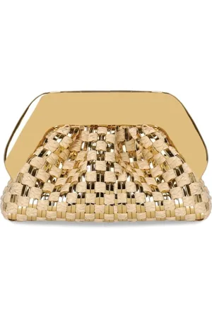 THEMOIRÈ Taske, Dame, Gul, ONE SIZE, Uld, Guld Vævet Straw Clutch Taske