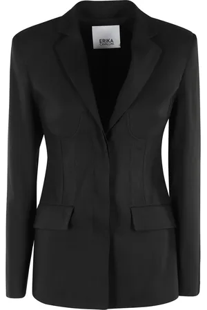 ERIKA CAVALLINI Jakke, Dame, Sort, XS, Bomuld, Sort Amanda Blazer med Korseteffekt