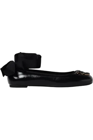Pinko Sko, Dame, Sort, 36 EU, Læder, Sorte Ballerina Flats med Sløjfe