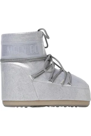 Moon Boot Sko, Dame, Grå, 36 EU, Uld, Sølv Glitter Vinter Ankelstøvler