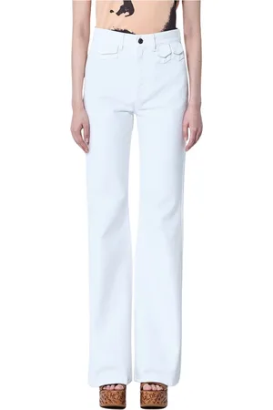 Chloé Jeans, Dame, Hvid, M, Denim, Flare Denim Jeans med Mini Flap Lommer