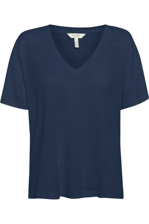 Part Two Top, Dame, Blå, S, Uld, V-hals T-shirt Oceana Stil