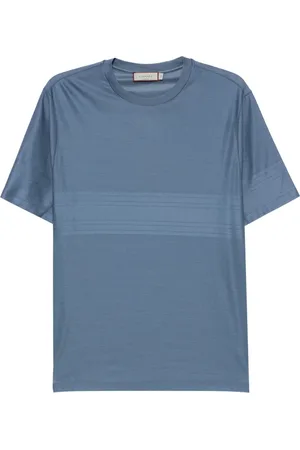 CANALI Top, Herre, Blå, 2XL, Bomuld, Italiensk bomulds T-shirt