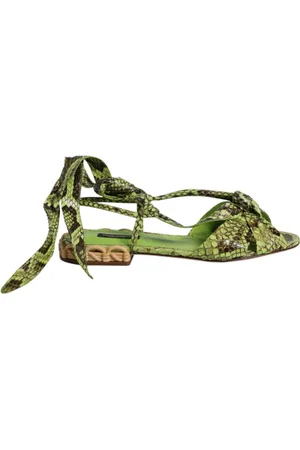 Dolce & Gabbana Sko, Dame, Grøn, 40 EU, Grøn Animal Print Ankel Wrap Sandaler