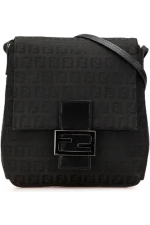 Fendi Pre-owned, Dame, Sort, ONE SIZE, Uld, Pre-owned Canvas crossbody-tasker