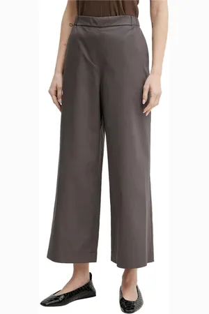 Max Mara Bukser, Dame, Grå, 2XS, Uld, Brune Straight Leg High Waist Bukser