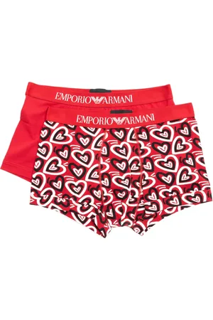 Emporio Armani Undertøj, Herre, Rød, M, Bomuld, Abstrakt Plain Boxer Briefs 2 Pakke