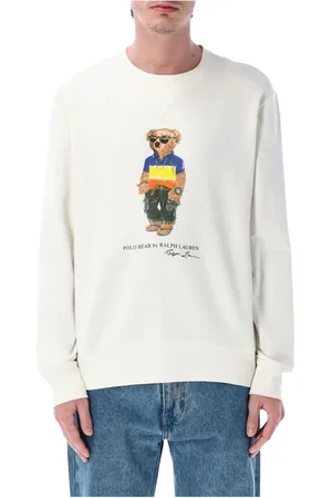 Ralph Lauren Sweathshirts & Hoodies, Herre, Hvid, M, Bomuld, Hvid Sweater med Polo Bear Print