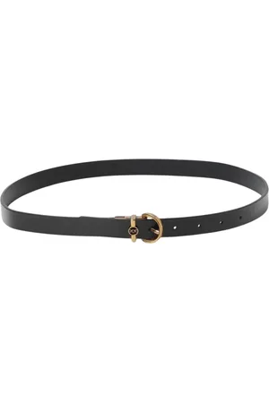 Pinko Tilbehør, Dame, Sort, M, Læder, Elegant Ivoer Læderbælte