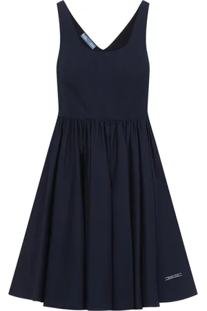 Prada Kjole, Dame, Blå, XS, Bomuld, Blå Bomulds Kjole Elegant Stilfuld Pasform