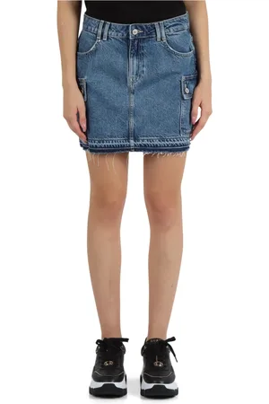 Guess Nederdel, Dame, Blå, W32, Denim, Denim cargobukser med logo broderi