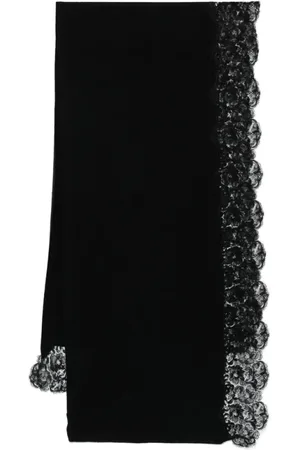 ERMANNO SCERVINO Tilbehør, Dame, Sort, ONE SIZE, Cashmere, Sort Cashmere Stole med Blonder Kant