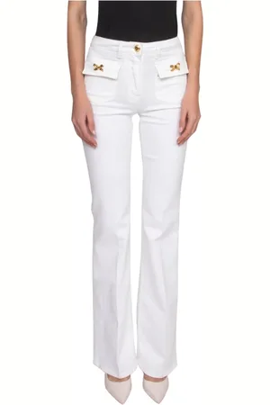 Elisabetta Franchi Jeans, Dame, Hvid, W26, Mod.jeans Bukser 360 Ivory