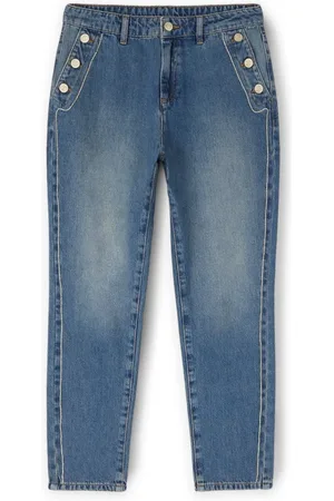 Motivi Jeans, Dame, Blå, XL, Bomuld, Jeans med knapmotiv og metal kæde