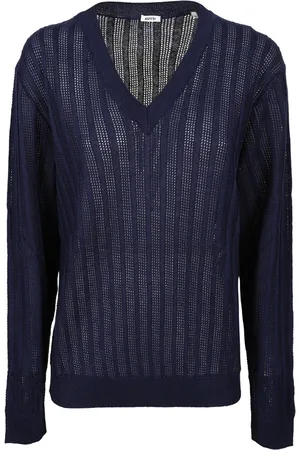 Aspesi Strik, Dame, Blå, XS, Bomuld, Blå V-hals Sweater