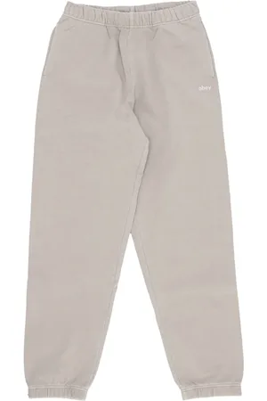 Obey Bukser, Herre, Grå, M, Bomuld, Stenpigment Sweatpants med elastisk talje