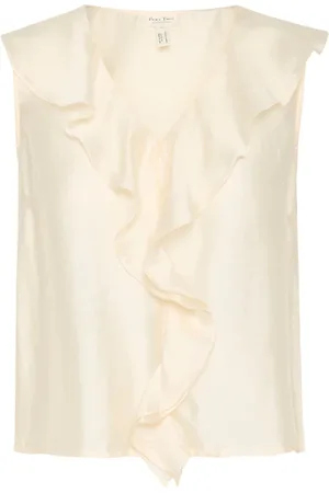 Part Two Top, Dame, , L, Elegant V-hals Bluse med Flæser