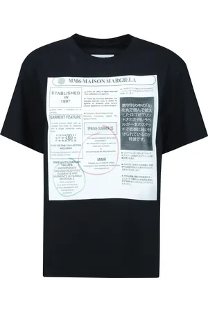 Maison Margiela Top, Dame, Sort, M, Bomuld, Ensfarvet Rund Hals T-shirt