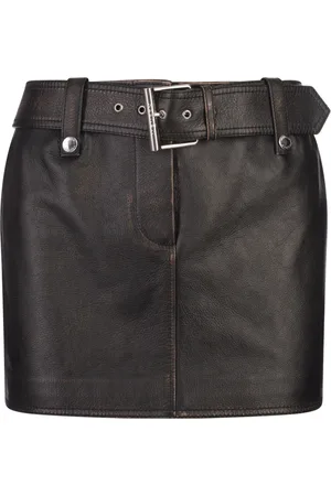 Alexander McQueen Nederdel, Dame, Brun, XS, Uld, Cederbrun Bæltet Talje Nederdel