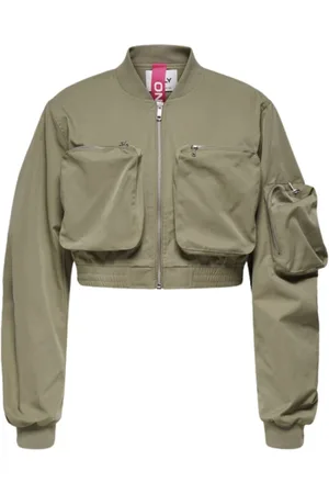 ONLY Jakke, Dame, Grøn, M, Polyester, Kort Grøn Bomberjakke