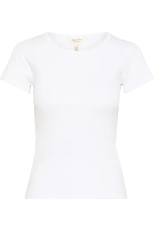 Part Two Top, Dame, Hvid, L, Uld, Stribet T-shirt Bright