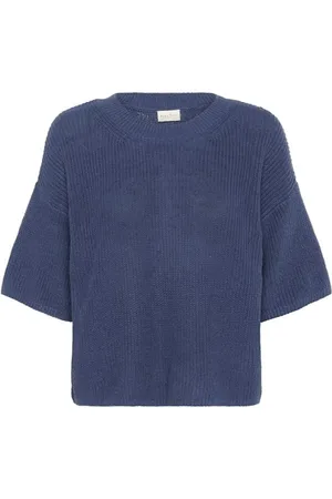 Part Two Strik, Dame, Blå, S, Bomuld, Ocean Linned Bomuld Sweatshirt