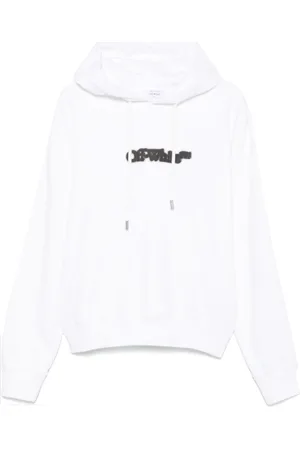 OFF-WHITE Sweathshirts & Hoodies, Herre, Hvid, XL, Hvid Hættetrøje med Logo Print