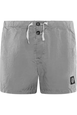 Stone Island Badetøj, Herre, Grå, L, Uld, Compasslogo Shorts Grå Stilfuld Herre