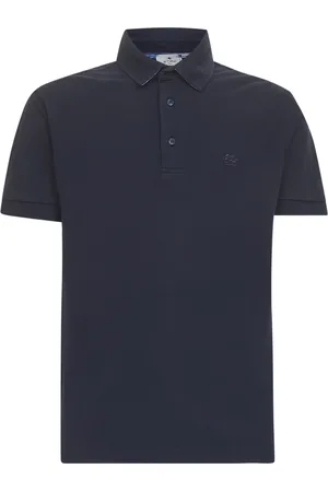 Etro Top, Herre, Blå, S, Bomuld, Blå Polo Skjorte med Broderet Logo