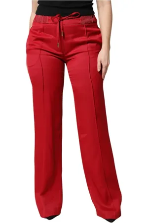 Dolce & Gabbana Bukser, Dame, Rød, M, Røde Straight Fit Snørebukser