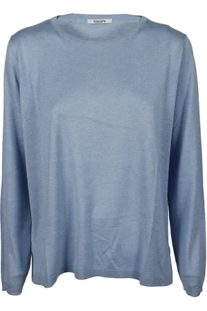 KANGRA CASHMERE Strik, Dame, Blå, S, Cashmere, Silke og cashmere himmelblå sweater