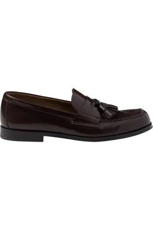 Prada Sko, Herre, Brun, 40 1/2 EU, Læder, Brun Læder Loafers Elegant Kvast Detalje