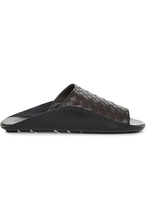Bottega Veneta Sko, Herre, Sort, 39 EU, Læder, Brun Intrecciato Læder Slip-on Sandaler