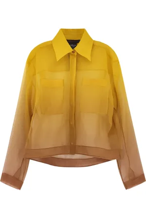 Max Mara Bluser & Skjorter, Dame, Gul, L, Gylden Silke Skjorte Langærmet Knap