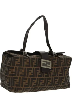 Fendi Pre-owned, Dame, Sort, ONE SIZE, Uld, Pre-owned Canvas skuldertasker