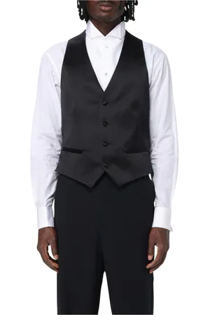 Emporio Armani Jakkesæt, Herre, Sort, XL, Blå Silke Tuxedo Vest Slim Fit